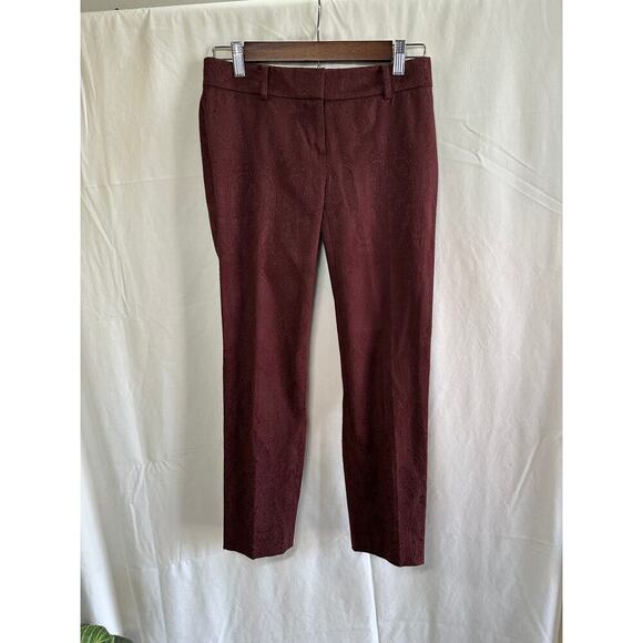 Ann Taylor Petite 00 Burgundy Jacquard Pants - Picture 1 of 5